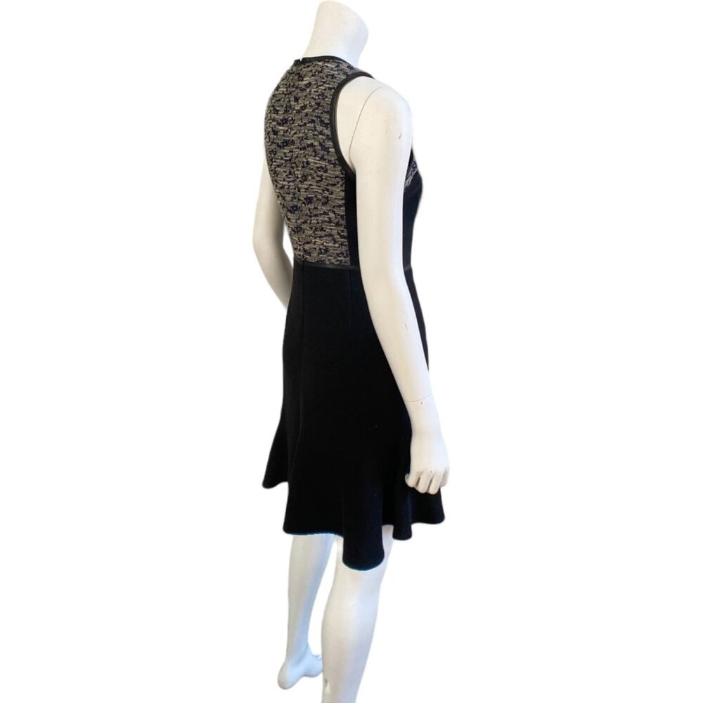 Rebecca Taylor Sleeveless Flared Hem Tweed Dress - Black/Grey, Size 4 - Picture 7 of 16